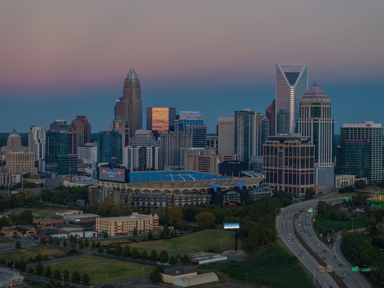 Charlotte, North Carolina skyline at dusk